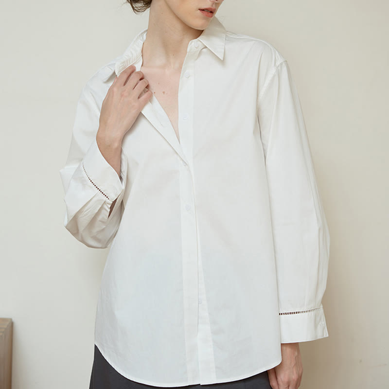 Chemise boutonnée à manches longues et col oversize en coton pour femme Olivenorma - image 7