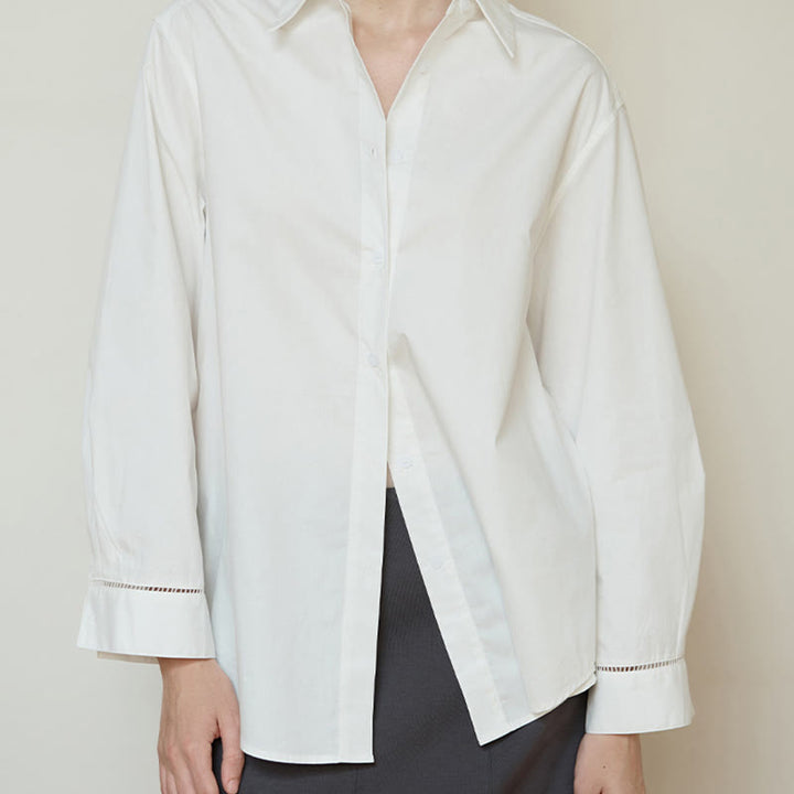 Chemise boutonnée à manches longues et col oversize en coton pour femme Olivenorma - image 6
