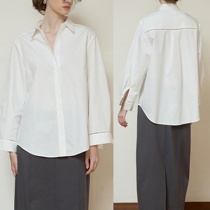 Chemise boutonnée à manches longues et col oversize en coton pour femme Olivenorma - image 9