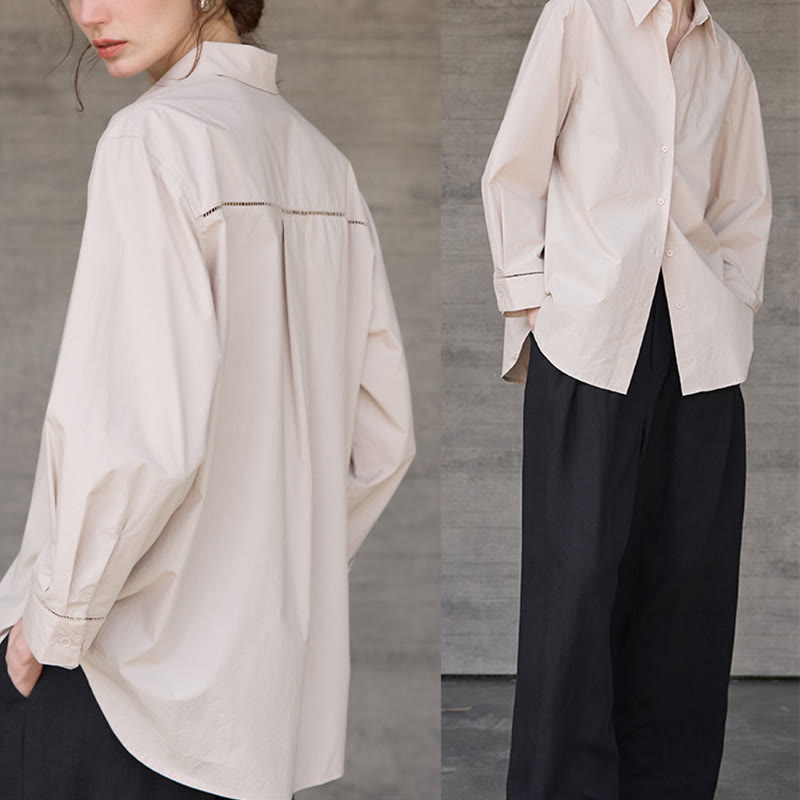 Chemise boutonnée à manches longues et col oversize en coton pour femme Olivenorma - image 13
