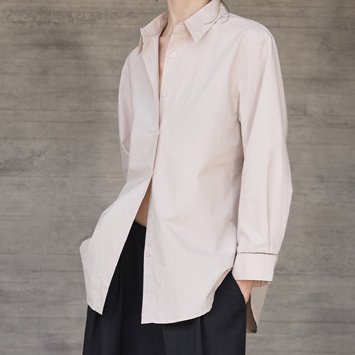 Chemise boutonnée à manches longues et col oversize en coton pour femme Olivenorma - image 11