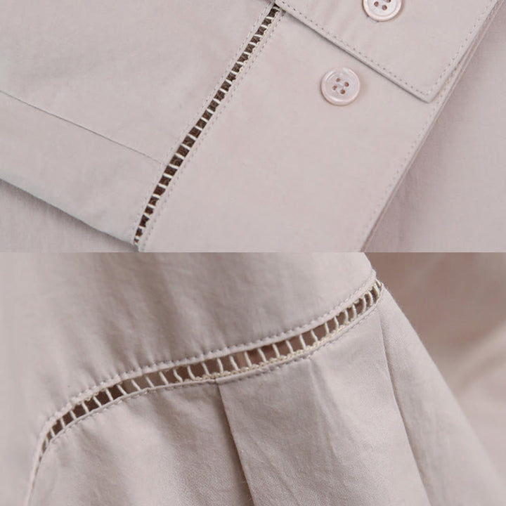 Chemise boutonnée à manches longues et col oversize en coton pour femme Olivenorma - image 15