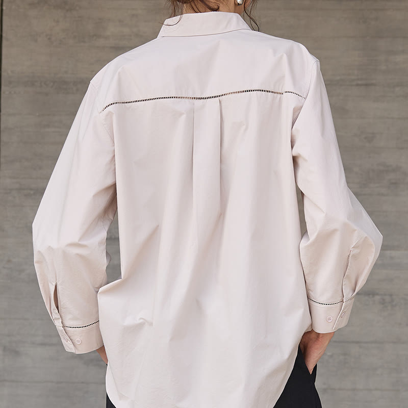 Chemise boutonnée à manches longues et col oversize en coton pour femme Olivenorma - image 12