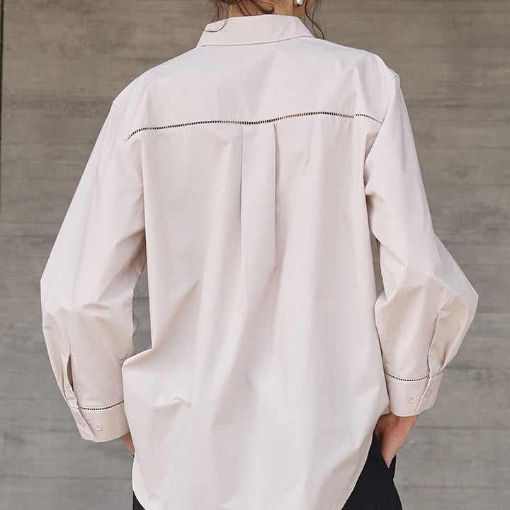 Chemise boutonnée à manches longues et col oversize en coton pour femme Olivenorma - image 12