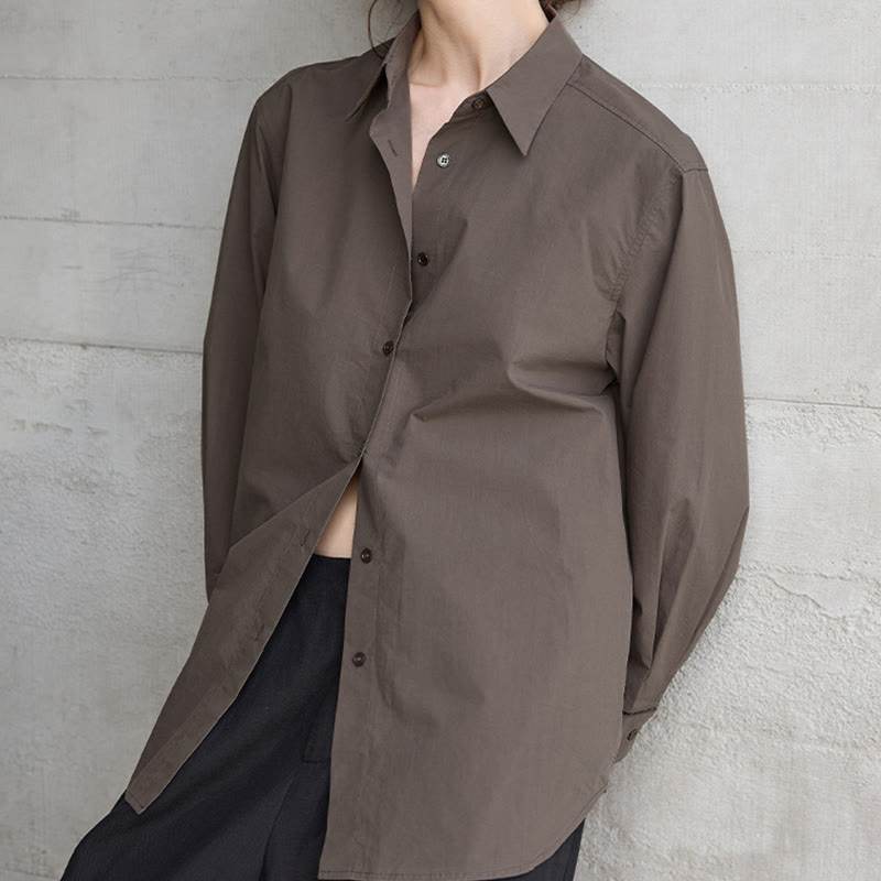 Chemise boutonnée à manches longues et col oversize en coton pour femme Olivenorma - image 2