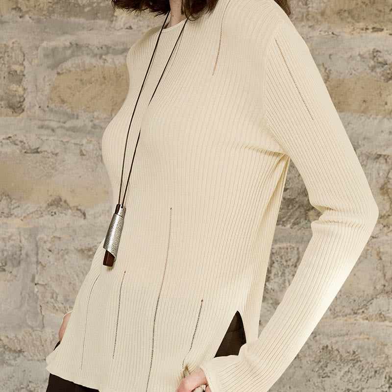 Chemisier à manches longues Olivenorma , haut en maille côtelée fendue, sweat-shirt pour femme - image 7