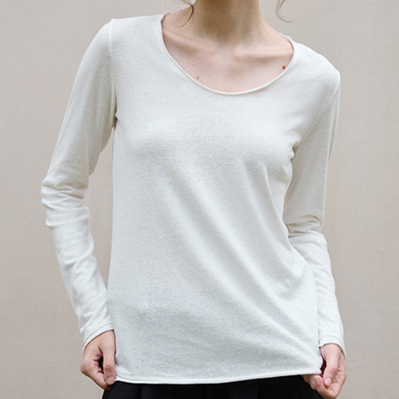 Sweat-shirt à manches longues et col roulé en U pour femme, couleur unie, Olivenorma - image 1