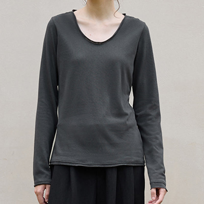 Sweat-shirt à manches longues et col roulé en U pour femme, couleur unie, Olivenorma - image 11