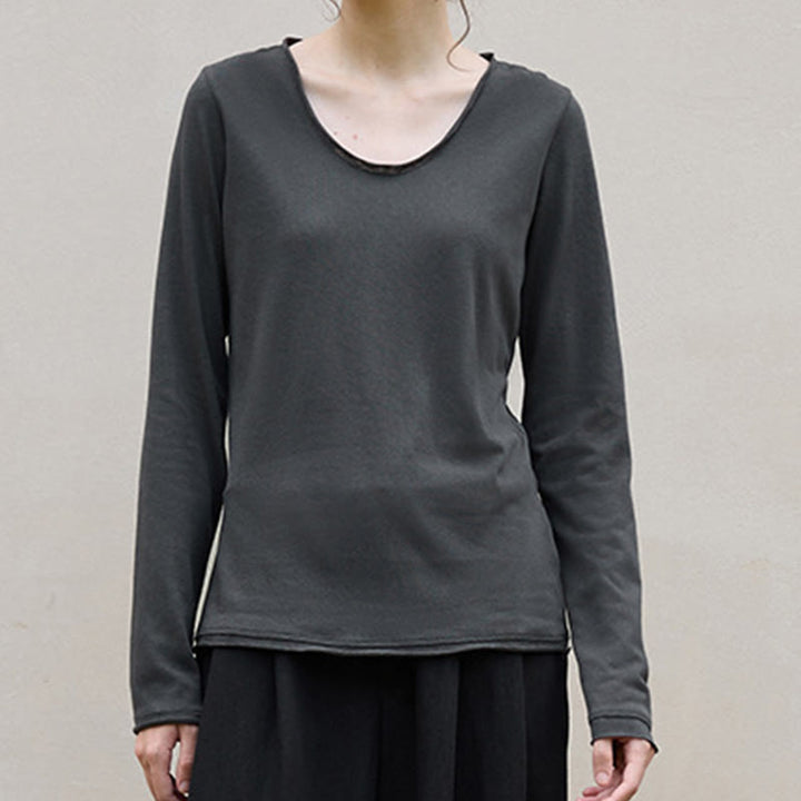 Sweat-shirt à manches longues et col roulé en U pour femme, couleur unie, Olivenorma - image 11