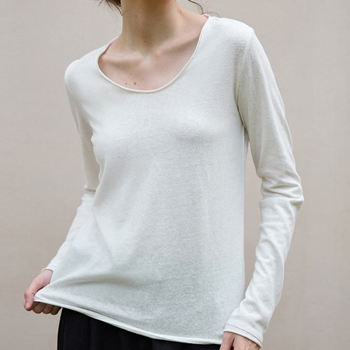 Sweat-shirt à manches longues et col roulé en U pour femme, couleur unie, Olivenorma - image 2