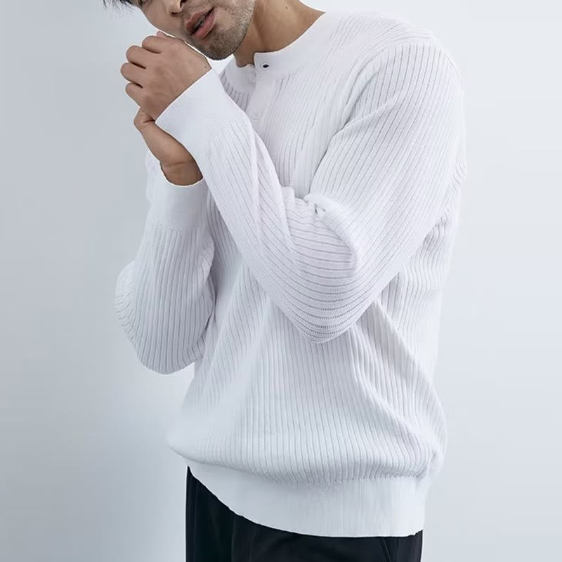Sweat-shirt en maille côtelée à manches longues pour homme Olivenorma - image 9