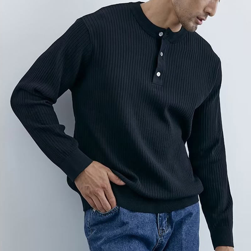 Sweat-shirt en maille côtelée à manches longues pour homme Olivenorma - image 3