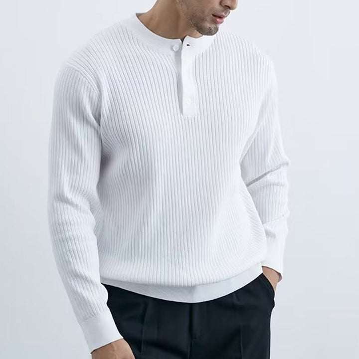 Sweat-shirt en maille côtelée à manches longues pour homme Olivenorma - Blanc - 3XL - image 7