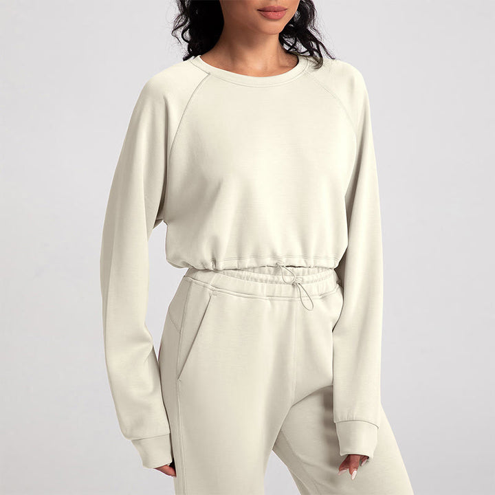 Olivenorma Sweat-shirt doux à manches longues et col ras du cou pour le yoga et l'entraînement - Blanc - XL - image 6