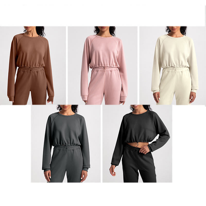 Olivenorma Sweat-shirt doux à manches longues et col ras du cou pour le yoga et l'entraînement - image 16