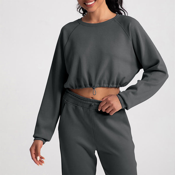 Olivenorma Sweat-shirt doux à manches longues et col ras du cou pour le yoga et l'entraînement - Gris - XL - image 14
