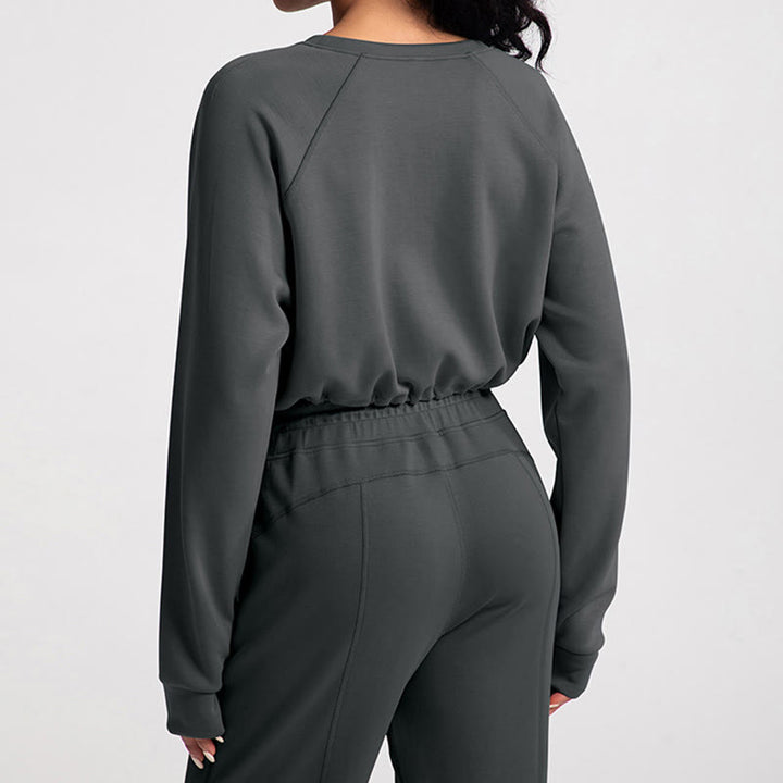 Olivenorma Sweat-shirt doux à manches longues et col ras du cou pour le yoga et l'entraînement - image 15