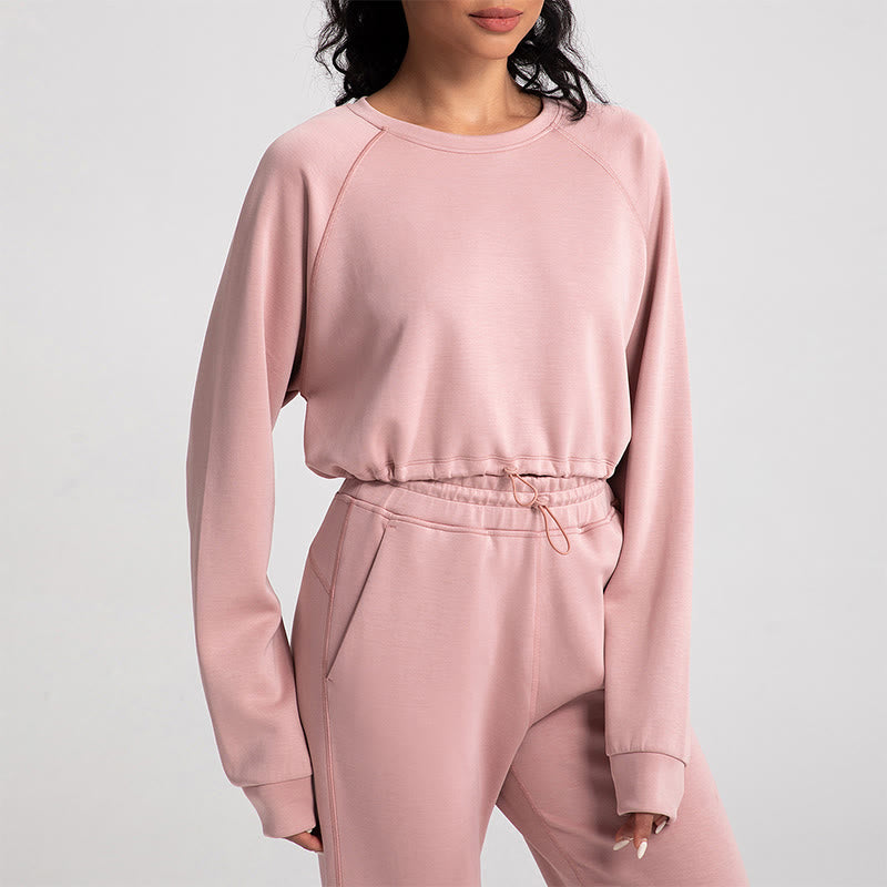 Olivenorma Sweat-shirt doux à manches longues et col ras du cou pour le yoga et l'entraînement - Rose - XL - image 0