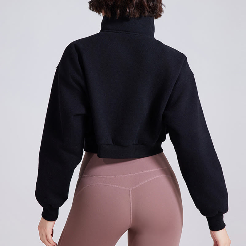 Sweat-shirt court surdimensionné en polaire avec fermeture éclair sur les hanches Olivenorma - image 11