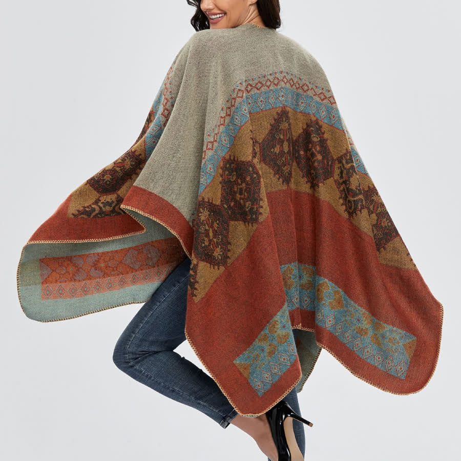 Cardigan châle ouvert devant style bohème patchwork Olivenorma - image 2