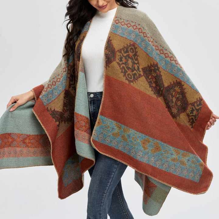 Cardigan châle ouvert devant style bohème patchwork Olivenorma - image 3