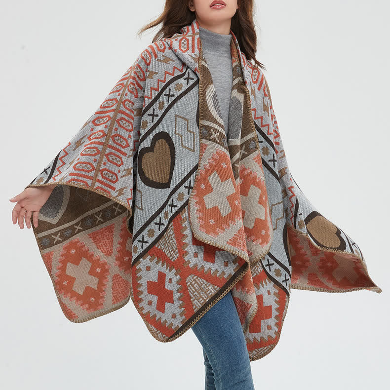 Cardigan châle à capuche géométrique style bohème Olivenorma - image 6