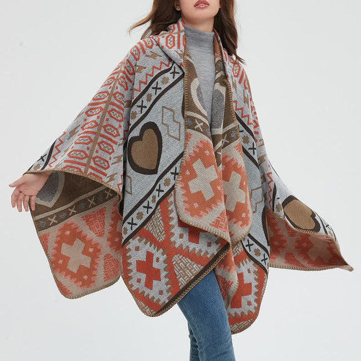 Cardigan châle à capuche géométrique style bohème Olivenorma - image 6