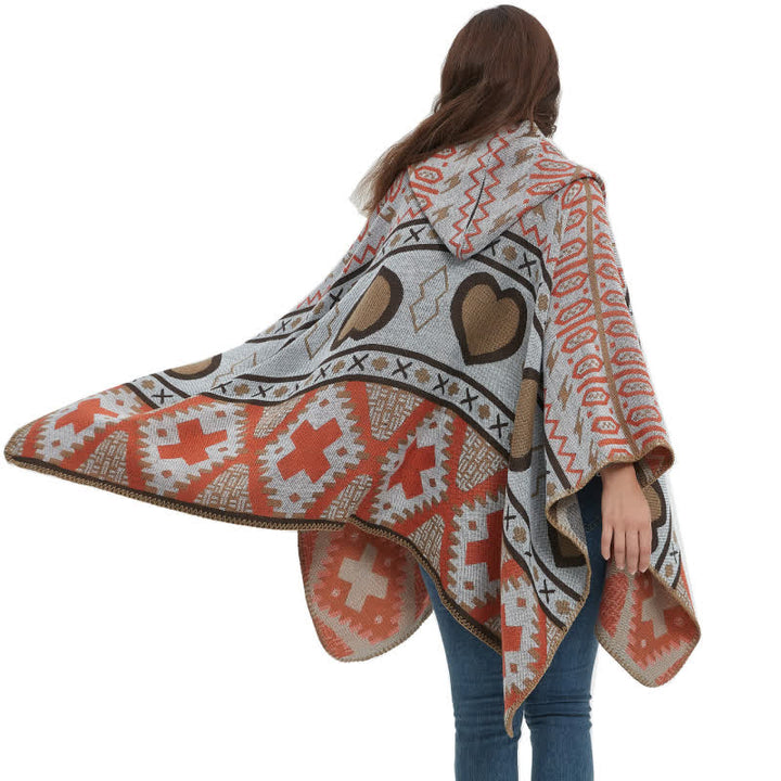 Cardigan châle à capuche géométrique style bohème Olivenorma - image 4