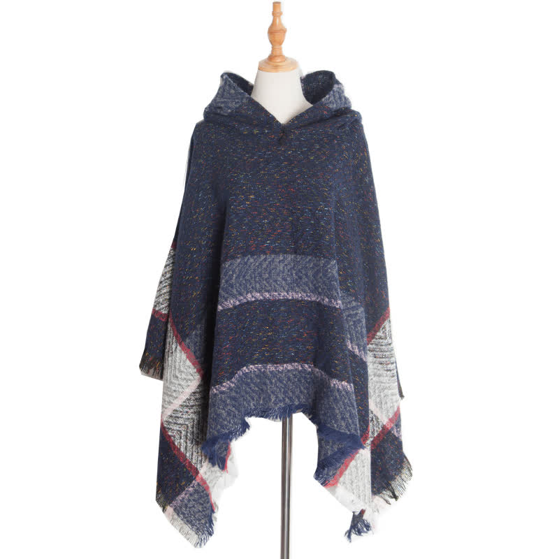 Châle poncho douillet à chevrons Olivenorma - Marine - image 19
