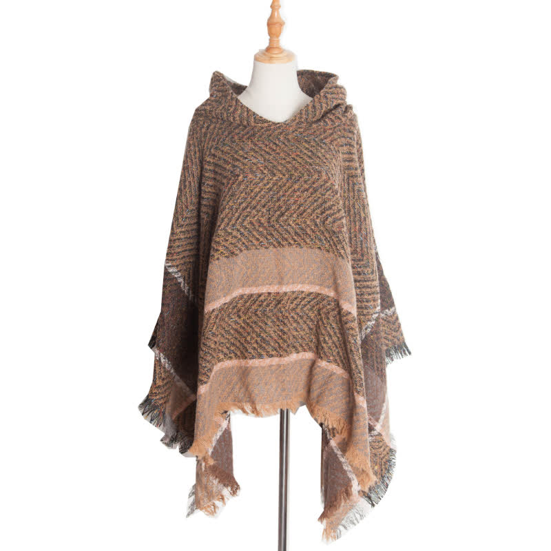 Châle poncho douillet à chevrons Olivenorma - Brun - image 18