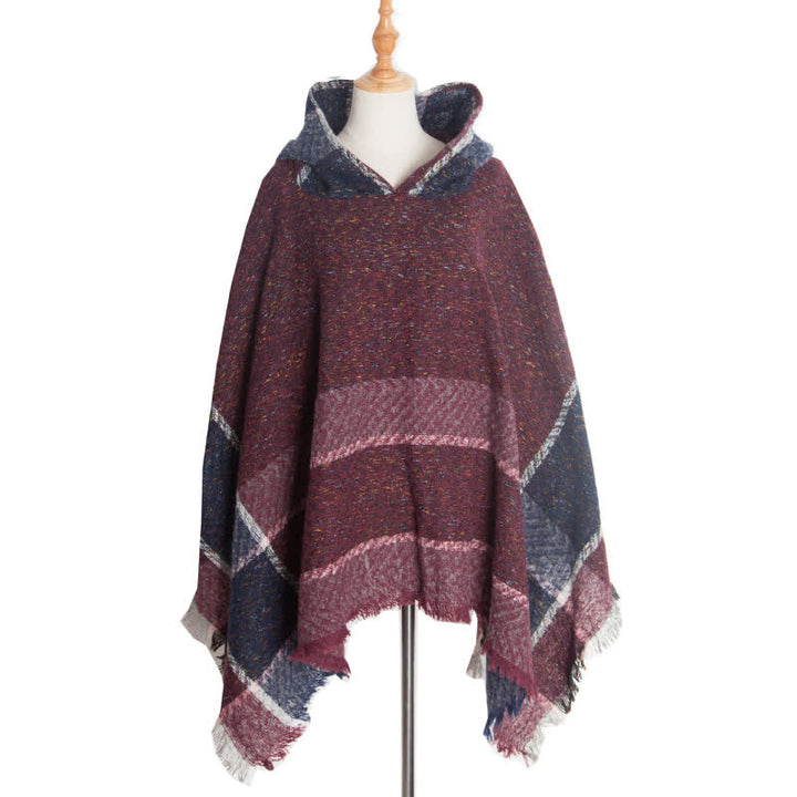 Châle poncho douillet à chevrons Olivenorma - Bourgogne - image 17