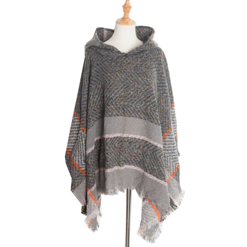 Châle poncho douillet à chevrons Olivenorma - Gris foncé - image 15
