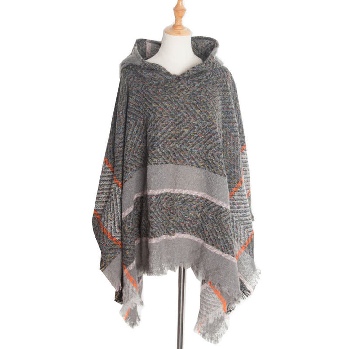 Châle poncho douillet à chevrons Olivenorma - Gris foncé - image 15