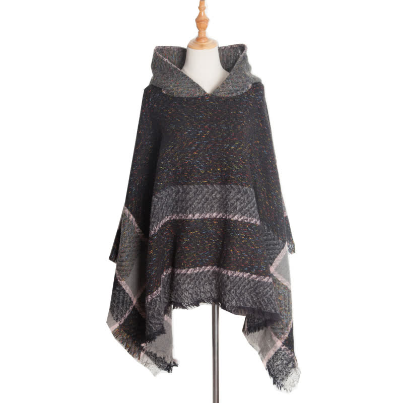 Châle poncho douillet à chevrons Olivenorma - Noir - image 20