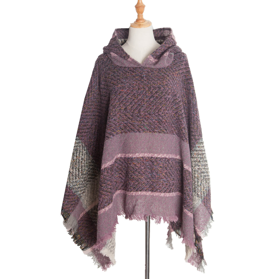 Châle poncho douillet à chevrons Olivenorma - Violet - image 13