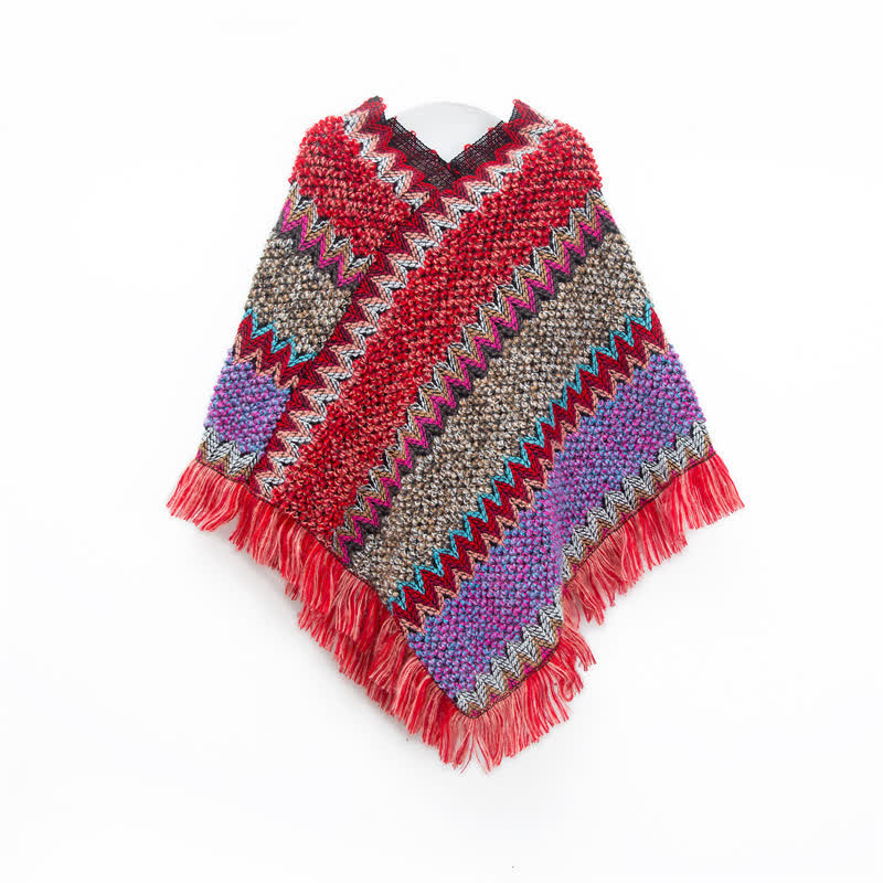 Châle à franges bohème chic Olivenorma - Rouge vif - image 7
