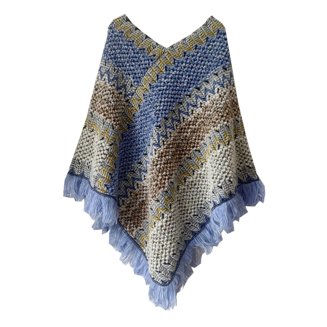 Châle à franges bohème chic Olivenorma - Bleu-Brun - image 13