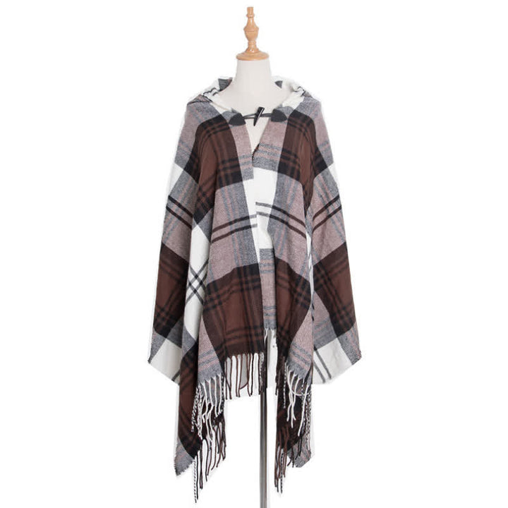 Olivenorma Couverture Tartan Classique Écharpe Châle - Plaid blanc café - image 13