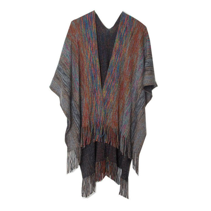 Cardigan châle à volants et pompons Olivenorma - Gris foncé - image 10