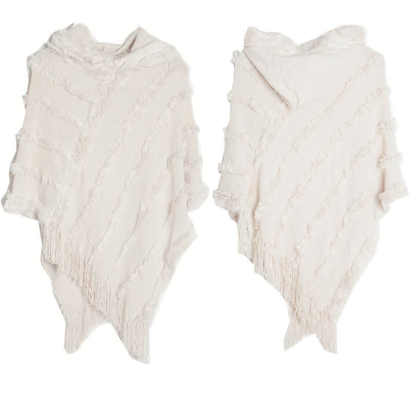 Olivenorma Bonnet à franges de couleur unie, cardigan, châle - Blanc - image 12