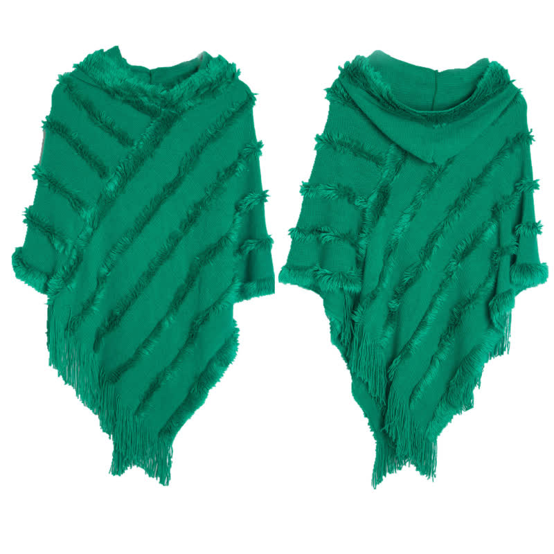 Olivenorma Bonnet à franges de couleur unie, cardigan, châle - Vert - image 1