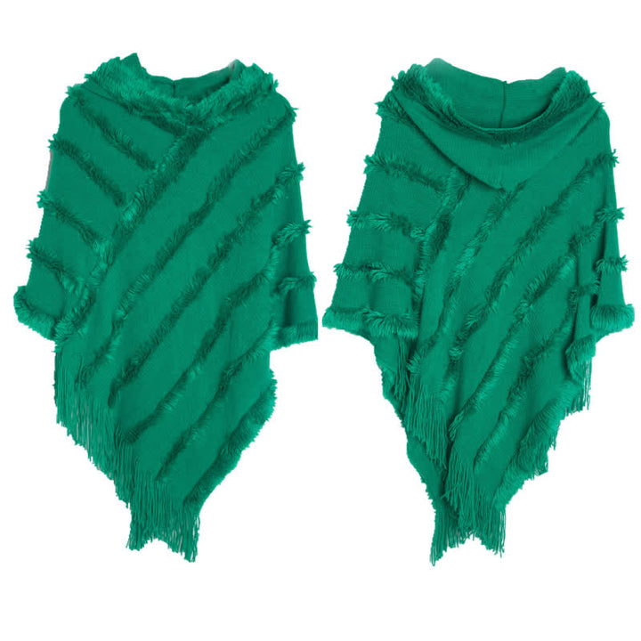 Olivenorma Bonnet à franges de couleur unie, cardigan, châle - Vert - image 1