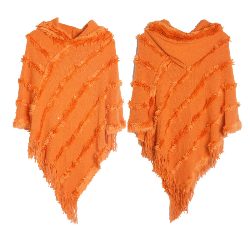 Olivenorma Bonnet à franges de couleur unie, cardigan, châle - Orange - image 13