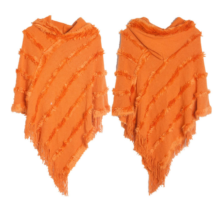 Olivenorma Bonnet à franges de couleur unie, cardigan, châle - Orange - image 13