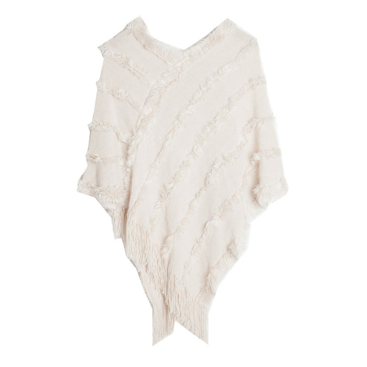 Cardigan châle à franges de couleur unie Olivenorma - Blanc - image 9