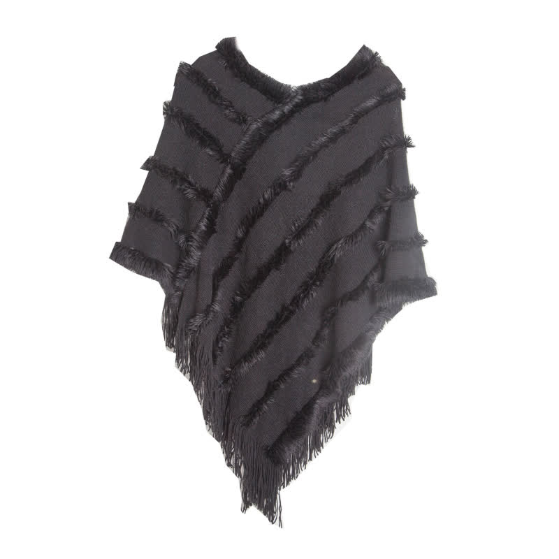 Cardigan châle à franges de couleur unie Olivenorma - Noir - image 15