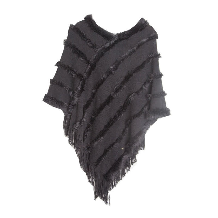 Cardigan châle à franges de couleur unie Olivenorma - Noir - image 15