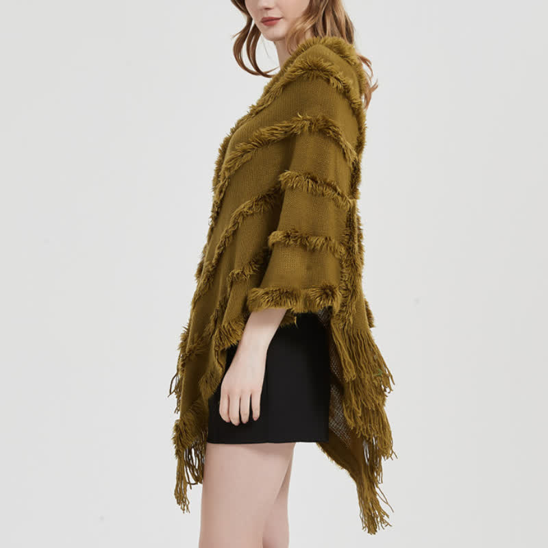 Cardigan châle à franges de couleur unie Olivenorma - image 5