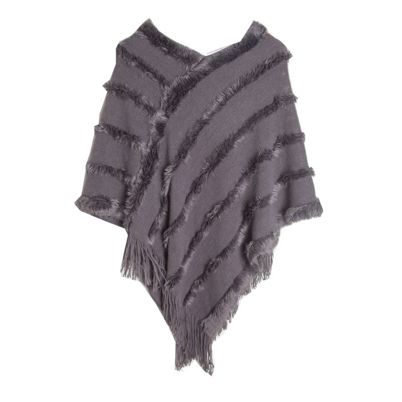 Cardigan châle à franges de couleur unie Olivenorma - Gris - image 14