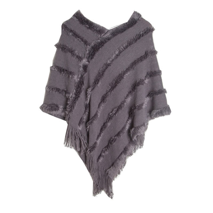 Cardigan châle à franges de couleur unie Olivenorma - Gris - image 14